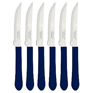 Kit Facas para Churrasco Tramontina Leme Azul - Inox - Diversas Quantidades
