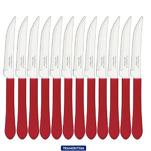 Kit Facas Tramontina Leme Churrasco Cabo Vermelho Serra