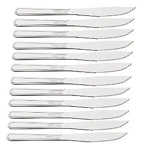 Jogo 12 Facas Churrasco Tramontina Búzios Aço Inox Original Prateado