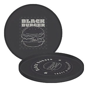 Kit 12 Pratos Rasos Para Hambúrguer Polipropileno 20cm Cinza