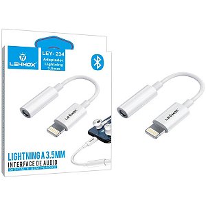 ADAPTADOR IOS LIGHTNING P/ CONECTOR DE FONES DE OUVIDO P2 3,5 MM LEHMOX - LEY-234