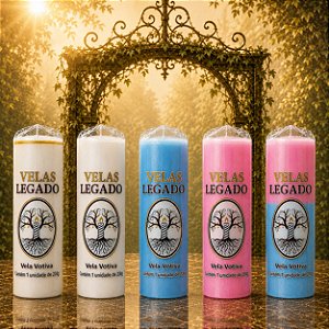 Kit 5 Velas de 200gr - Branca, Rosa, Azul Clara e Rosa e Azul Clara