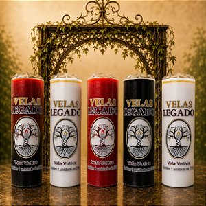 Kit 5 Velas de 200gr - Branca, Vermelha, Preta e Vermelha e Preta