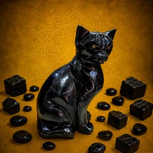 Gato - Cristal Onix - 20cm