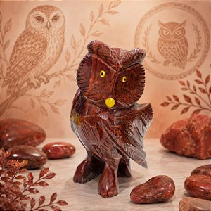 Coruja - Cristal Jaspe Vermelha - 17cm