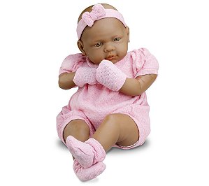 Boneca Bebê Real Negra em Vinil Peso de Bebê - Roma
