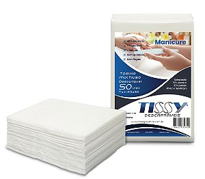 Toalha Descartável Tissy  Manicure - 20 X 35 cm - Pacote 50 unid. - Alta Absorção-Salões de Beleza- Estúdios de manicure- Pedicure