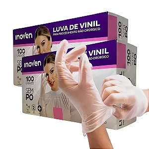 Luva Vinil Sem Pó Profissional Caixa com 100 un