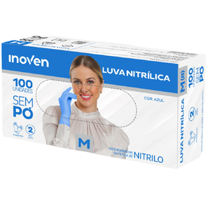 Luva Nitrílica Azul Sem Pó Inoven | Caixa 100 Uni | Hospitalar, Laboratório e Alimentos