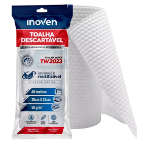 Pano Multiuso Descartável Rolo com 60 Unidades | TW | 20x23cm