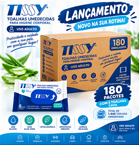 TOALHA UMEDECIDA DESCARTAVEL PACOTE COM 8 UNIDADES TISSY UNIDADES:180
