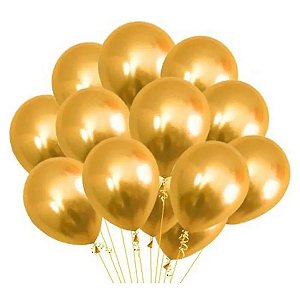 Kit 100 Balão Bexiga Metalizado N°5 Dourado Diversas Cores Atacado