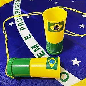 Kit 10 Cornetas Buzina Assoprar Torcida Brasil Com Alça Copa Mundo Top
