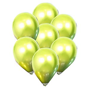 Kit 100 Balão Bexiga Metalizado N°5 Pistache Diversas Cores Atacado