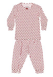 Pijama Infantil Feminino Calça e Camiseta Manga Longa Coração