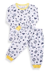 Pijama Infantil Masculino Calça e Camiseta Manga Longa Marinheiro