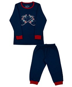 Pijama Infantil Masculino Calça e Camiseta Manga Longa Moletinho Skate