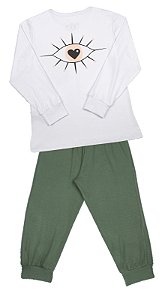 Pijama Infantil Feminino Calça e Camiseta Manga Longa Collab Meu Olhar