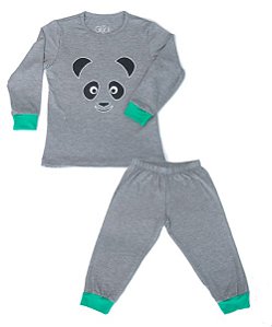 Pijama Infantil Masculino Calça e Camiseta Manga Longa Panda Família