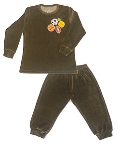 Pijama Infantil Masculino Calça e Camiseta Manga Longa Plush Bolas
