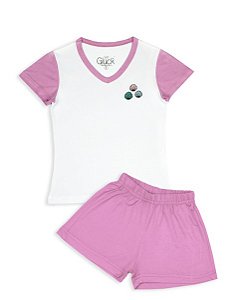 Pijama Infantil Feminino Shorts e Camiseta Manga Curta Concha
