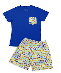 Pijama Infantil Masculino Shorts e Camiseta Manga Curta ABC
