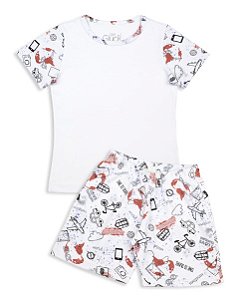 Pijama Infantil Masculino Shorts e Camiseta Manga Curta Viagem