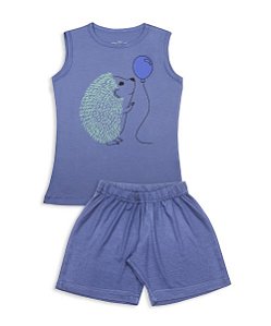 Pijama Infantil Masculino Shorts e Camiseta Regata Ouriço