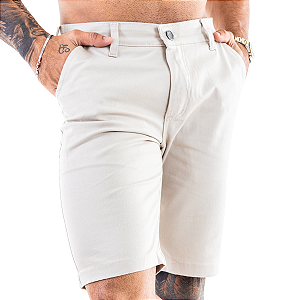 BERMUDA DE SARJA MASCULINA ESPORTE FINO - CREME AREIA