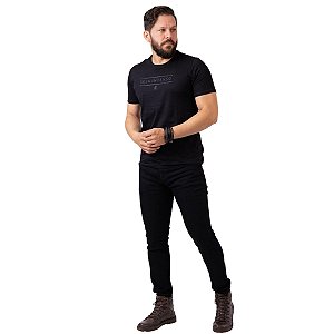 CALÇA PRETA MASCULINA JEANS TRADICIONAL COM ELASTANO