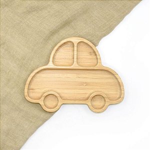 Prato Carrinho de Bambu com Ventosa