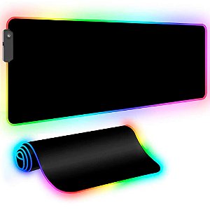 Mouse Pad Gamer RGB Grande com Led Colorido na Borda – 80x30cm