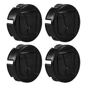 Jogo de Calotas 58mm Centro de Roda Honda FIT Civic City WRV Preto Brilhante