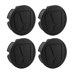 Jogo de Calotinhas 58mm Centro de Roda Honda FIT Civic City Preta Fosca