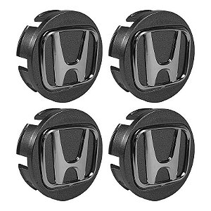 Jogo de Calotinhas 58mm Centro de Roda Honda FIT Civic City Grafite com Cromado