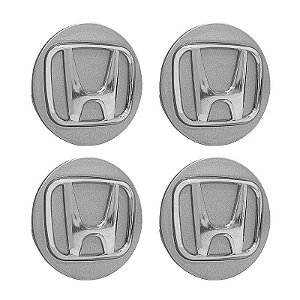Jogo de Calotinha 69mm Centro de Roda Honda CRV HRV Accord Prata com Cromado