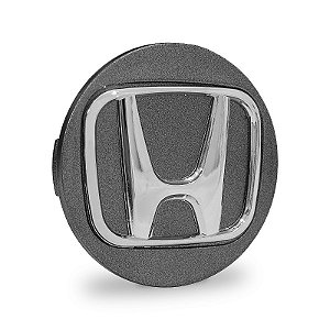 Calotinha 69mm Centro de Roda Honda New Civic Grafite Emblema Cromado