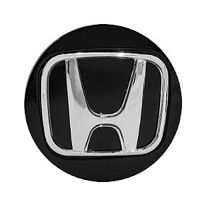 Calotinha 69mm Centro de Roda Honda New Civic Preta Emblema Cromado