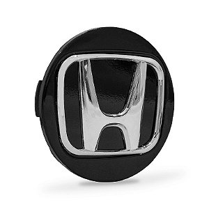 Calotinha 69mm Centro de Roda Honda CRV HRV Accord Preta Emblema Cromado