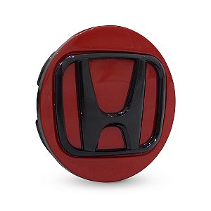 Calotinha 69mm Centro de Roda Honda New Civic Vermelha Emblema Preto