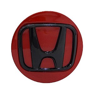 Calotinha 69mm Centro de Roda Honda HRV CRV Accord Vermelha com Preto