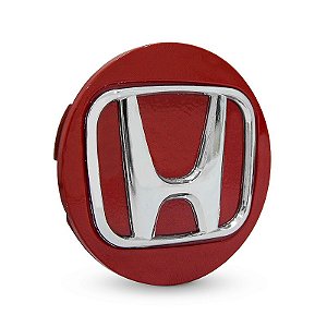 Calotinha 69mm Centro de Roda Honda CRV HRV Accord Vermelha com Cromado