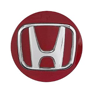 Jogo de Calotinha 69mm Centro de Roda Honda CRV HRV Accord Vermelho com Cromado