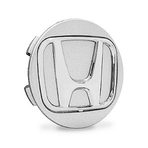 Calotinha 56mm Centro de Roda Esportiva KRMAI Honda Civic SI Prata com emblema Cromado