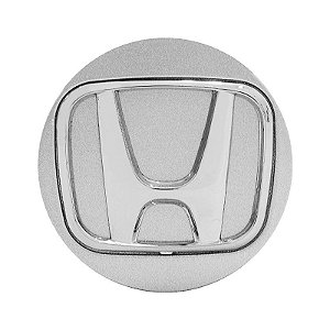 Calotinha 56mm Centro de Roda Esportiva KRMAI Honda Civic SI Prata com emblema Cromado