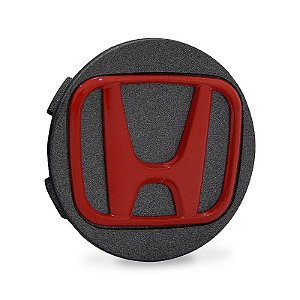 Jogo Calotinha 56mm Centro de Roda Esportiva KRMAI Honda Grafite com Vermelho