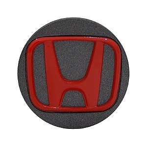 Jogo Calotinha 56mm Centro de Roda Esportiva KRMAI Honda Grafite com Vermelho