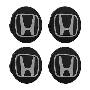 Jogo de Calotinha 69mm Centro de Roda Honda New Civic Preta Brilhante