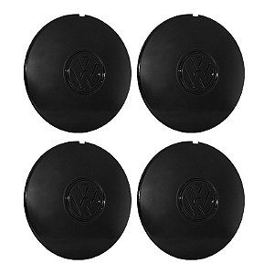 Jogo Calota Centro Roda De Ferro Vw Aro 13 14 15 Parati Club Preta brilhante