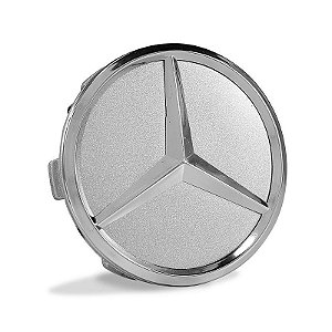 Calotinha Mercedes 75mm Prata com Emblema Cromado